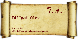 Tápai Alex névjegykártya